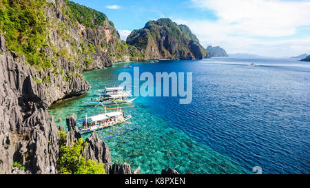 Faszinierend schöne Aussicht von der Matinloc Schrein, El Nido, Palawan, Philippinen MIMAROPA, Südostasien Stockfoto