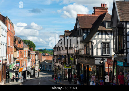 Wyle Cop in Shrewsbury, Shropshire, Großbritannien. Stockfoto