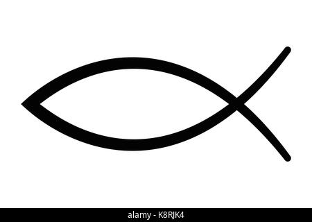 Zeichen der Fische, ein Symbol für christliche Kunst, auch als Jesus Fisch bekannt. Symbol, bestehend aus zwei sich schneidende Bögen. Auch als Ichthys oder ichthus. Stockfoto