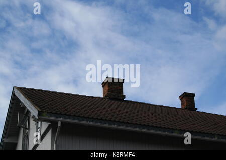 Alte hölzerne Stadthaus in Lillehammer - Dach Stockfoto