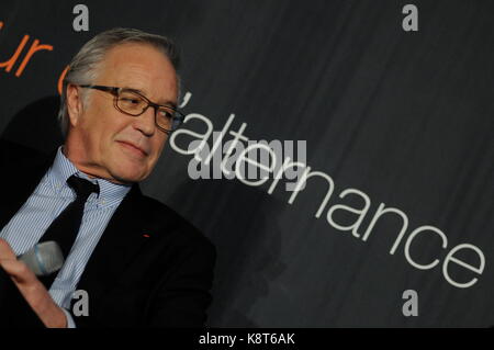 Francois Rebsamen, Minister für Arbeit, nimmt an Konferenz in Lyon, Frankreich Stockfoto