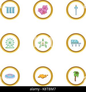 Singapur Reise Icons Set, Cartoon-Stil Stock Vektor