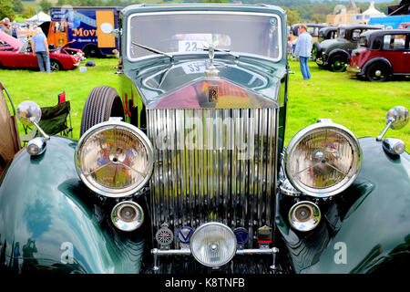 Hoffe, Derbyshire, UK. August 28, 2017. Die Front eines Vintage Classic 1936 Rolls Royce 20 / 25 auf dem Display an der Hoffnung Land zeigen in Derbyshire. Stockfoto
