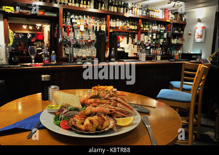 Seafood Dinner Lochindaal Hotel Port Charlotte Islay Schottland Stockfoto