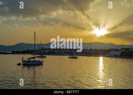 Die Insel Samos, Griechenland: Sonnenuntergang in Pythagorion / Samos Stockfoto