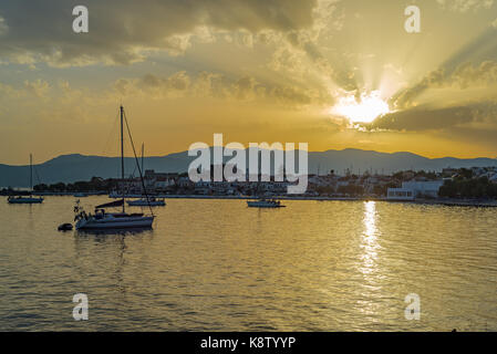 Die Insel Samos, Griechenland: Sonnenuntergang in Pythagorion / Samos Stockfoto