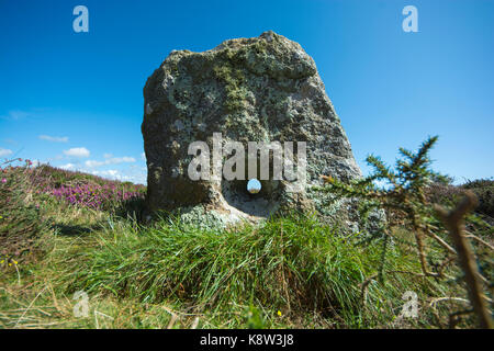 Kenidjack, Common, durchlöcherte Steine, Tregeseal, durchlöcherte Steine, späte Jungsteinzeit - Frühe Bronzezeit Stockfoto