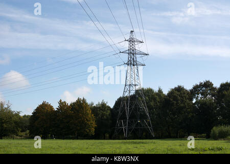 Strom Pylon in Spiceball Park, Banbury, Oxfordshire, England, Großbritannien