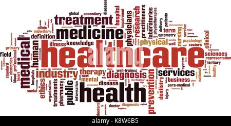 Healthcare Wort cloud Konzept. Vector Illustration Stock Vektor