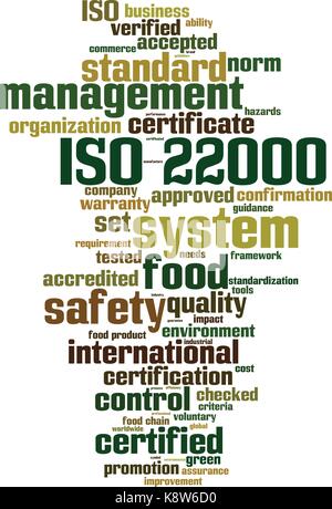 ISO 22000 Word cloud Konzept. Vector Illustration Stock Vektor