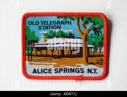 Vintage Souvenir-Patch von der Alten Telegrafenstation Alice Springs, Australien Stockfoto