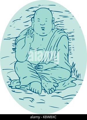 Zeichnung Skizze stil Abbildung des Gautama Buddha, auch als Siddharta Gautama Shakyamuni Buddha, ein Asket und Salbei in Lotus sitting Pose se bekannt Stock Vektor