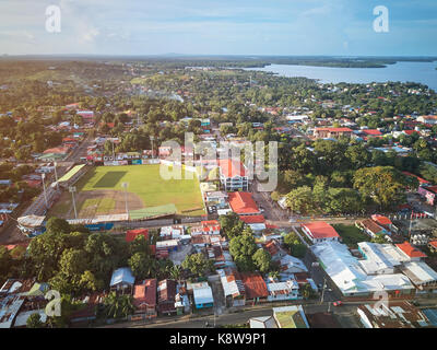 Central Park in Bluefields Nicaragua Antenne drone Ansicht Stockfoto