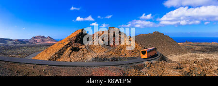 Nationalpark Timanfaya, einzigartige Vulkanlandschaft, Kanaren, Spanien. Stockfoto