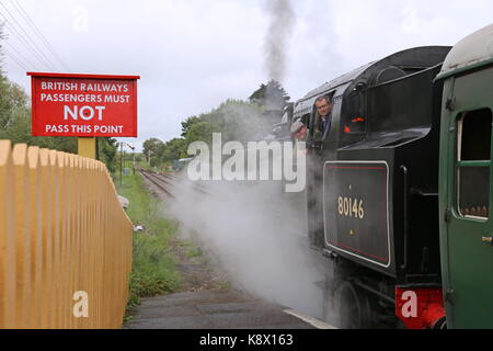 BR-Standard Klasse 4 MT-Nr. 80104 (siehe Hinzufügen. Info), Swanage Railway, Corfe, Isle of Purbeck, Dorset, England, Großbritannien, USA, UK, Europa Stockfoto