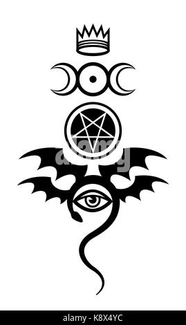 EVIL EYE (das Größer-BÖSARTIG). Emblem der Hexerei und Zeichen der Nekromantie. Diabolische Symbol. Stockfoto