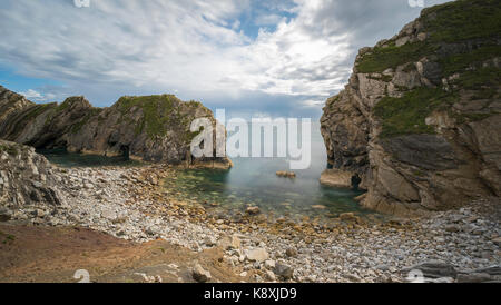 Treppe Bohrung am Lulworth Cove auf Jurassic Coast in Dorset, England, Großbritannien Stockfoto