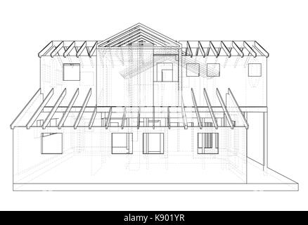 Abstrakte Architektur 3D-Zeichnung von Apartment Haus. Vektor erstellt von 3d Stock Vektor