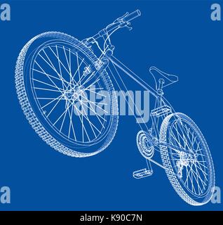Fahrrad. Wire-frame Stil. Vektor Stock Vektor