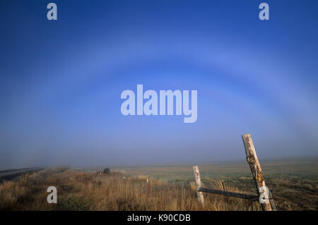 Nebel Regenbogen, Klamath Marsh National Wildlife Refuge, Oregon Stockfoto