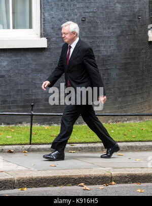 London, 21. September 2017, Kabinett des Ministerpräsidenten meeteign Florenz Rede zu erörtern; David Davis, Brexit Sekretärin kommt Quelle: Ian Davidson/Alamy leben Nachrichten Stockfoto