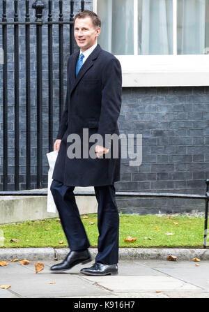 London, 21. September 2017, Kabinett des Ministerpräsidenten meeteign Florenz Rede zu erörtern; Jeremy Hunt, Gesundheit Sekretärin kommt Quelle: Ian Davidson/Alamy leben Nachrichten Stockfoto