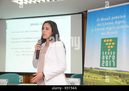 Salvador, Brasilien. 21 Sep, 2017. E) Für das 3. Quartal 2017 und Produktion Agricola Kommunale (PAM), bei FAEB (Verband der Landwirtschaft der Bundesstaat Bahia), in Salvador. Auf dem Foto der Lautsprecher Larissa Isaac (Supervisor der Forschung der Städtischen landwirtschaftlichen Produktion). Credit: Aristeu Chagas/FotoArena/Alamy leben Nachrichten Stockfoto