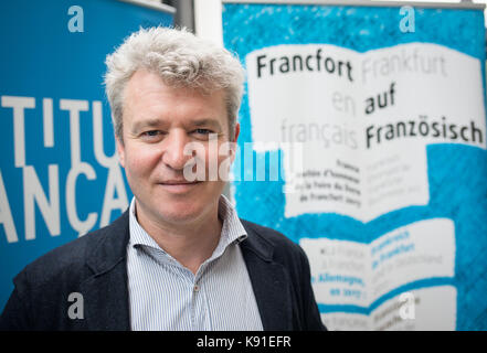 Frankfurt am Main, Deutschland. 13 Sep, 2017. Paul de Sinety, der Vorsitzende der 'Frankfurt in französischer Sprache "Initiative, Frankfurt am Main, Deutschland, 13. September 2017. Frankreich ist der Gastwirt auf der diesjährigen Frankfurter Buchmesse (11. bis 15. Oktober 2017). Foto: Frank Rumpenhorst/dpa/Alamy leben Nachrichten Stockfoto