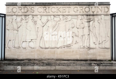 Wandbild an der Lord's Cricket Ground, St Johns Wood Road, St Johns, London, England, Großbritannien
