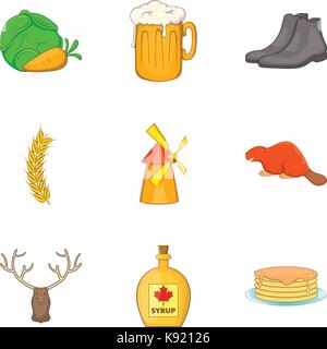 Kanadische herbst Symbole, Cartoon Stil Stock Vektor