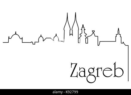 Zagreb Stadt eine Linie zeichnen Stock Vektor