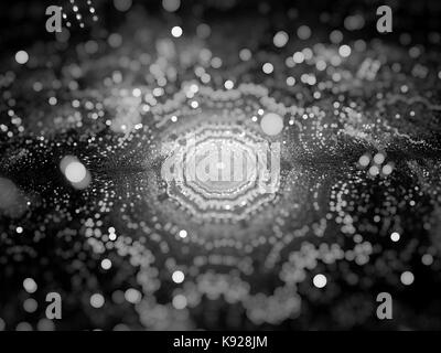 Glühende mandala Textur im Raum, Schwarz und Weiß, computer-generierte Zusammenfassung Hintergrund, 3D-Rendering Stockfoto