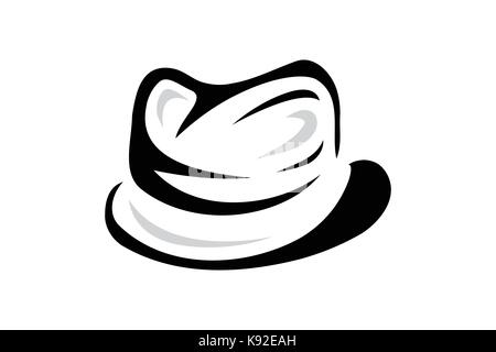 Fedora hut Illustration, Symbol, Design, auf weißem Hintergrund. Stock Vektor