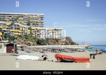 Der Strand von Torremolinos, Spanien. Stockfoto