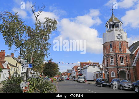 Clock Tower gebaut 1877 in Erinnerung an Laban Sweeting, High Street, Burnham-on-Crouch, Maldon, Essex, England, Großbritannien, USA, UK, Europa Stockfoto