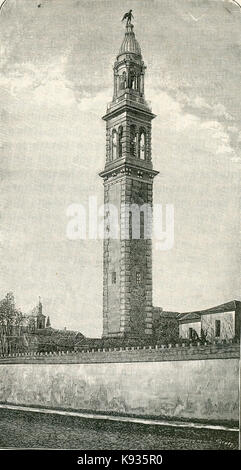 Lendinara Campanile della Chiesa di Santa Sofia xilografia di Barberis Stockfoto