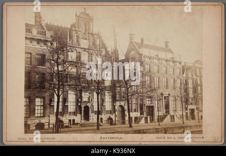 Keizersgracht 121 129. Gezicht op Het Huis met de Hoofden waarin van 1869 tot 1901 de Openbare Handelsschool wurde gevestigd Stockfoto