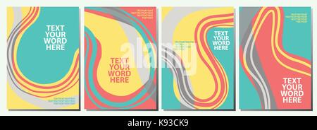 Set mit 4 süßen abstrakte Grafiken für Hintergrund oder umfasst Design im minimalistischen Stil. Einfache Plakat Vorlage in hellen und bunten Farben, blau, rot und Stock Vektor