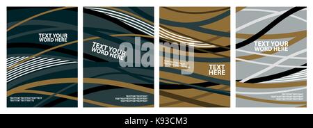 Satz von 4 abstract Wave Line für Hintergründe, Poster oder umfasst Design. einfache Vorlage in Grün, Gelb, Schwarz und Weiß mit Platz für Text. Stock Vektor