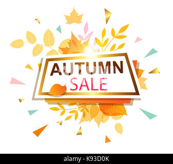 Abstrakte Banner für saisonale Herbst Sale im Retro-Stil. Stockfoto