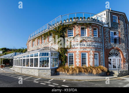 Außenansicht von Rick Stein's Seafood Restaurant, Padstow, ein kleines Fischerdorf am westlichen Ufer des Flusses Camel Mündung Nordküste von Cornwall Stockfoto