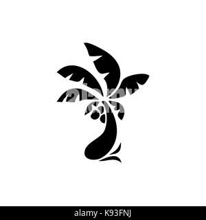 Palm Tree Symbol. Einfache flache Abbildung. Vektor icon. Schwarze und weiße Kokospalme. Stock Vektor