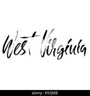 West Virginia. Moderne trockene Bürste Schriftzug. Retro Typographie drucken. Vektor handschriftliche Beschriftung. USA Staat. Stock Vektor