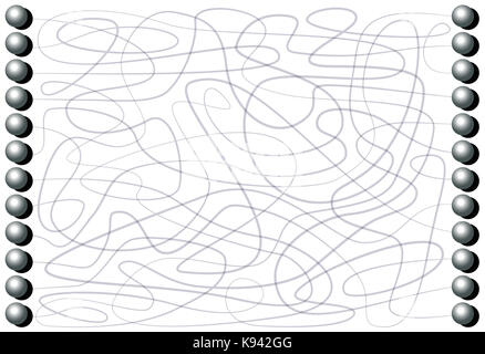 Labyrinth mit Eisen Bälle durch Linien durch einen gewundenen Pfad Muster angeschlossen werden - Konzentration Spiel für Kinder und Erwachsene. Stockfoto