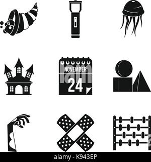 Herbstliches Feier Icons Set, einfachen Stil Stock Vektor