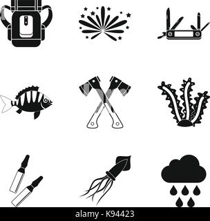 Herbstferien Icons Set, einfachen Stil Stock Vektor