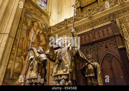 16. jahrhundert Grabmal von Christoph Kolumbus in der Catedral de Sevilla, Sevilla, Andalusien, Spanien. Stockfoto