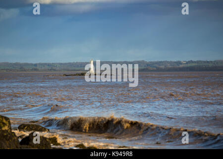 Charston Rock Leuchtturm, Fluss Severn. Stockfoto