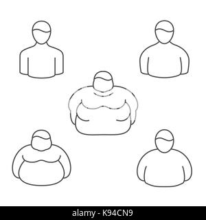 Form Klassifizierung von Übergewicht und körperliche Erscheinung bei übergewichtigen Personen. Vektor Zeile für Symbole Stock Vektor
