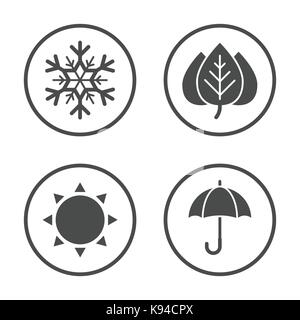 Jahreszeiten Symbol vektor design. Einfache runden Wetter Symbole gesetzt. Stock Vektor